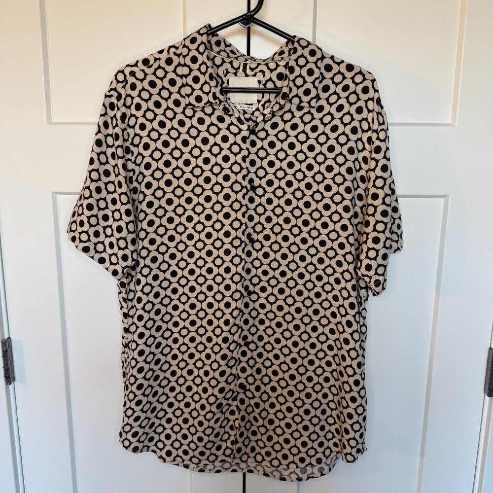 Denim & Flower Ricky Singh Men's Large Black & Beige Button Down Geometric Shirt